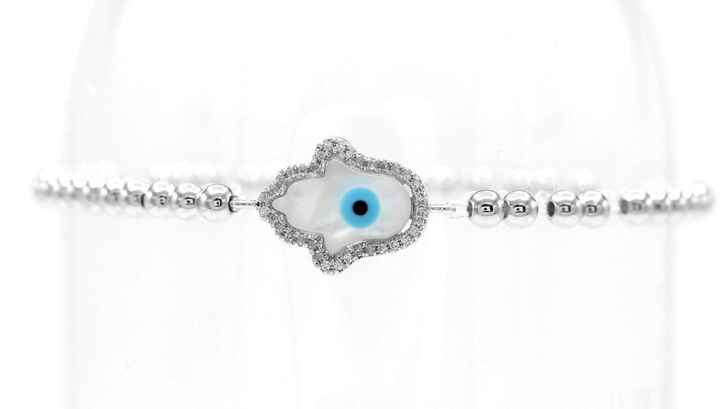 Hamsa Evil Eye Cuboc Zirconia Charm Bracelet Men Women