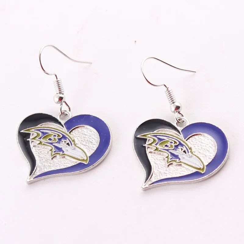 Football Team Logo Heart Earrings –  Game Day Accessories & Gift for Sports Fan