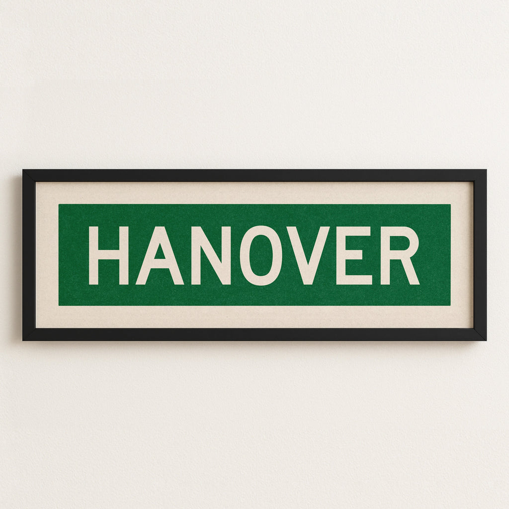 Framed Hanover Green and White Bus Scroll