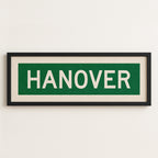 Framed Hanover Green and White Bus Scroll