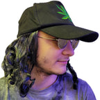 Just Grateful Hat with Gray Hair & Glasses Pot Leaf Herb Hippie Baseball Cap Hat
