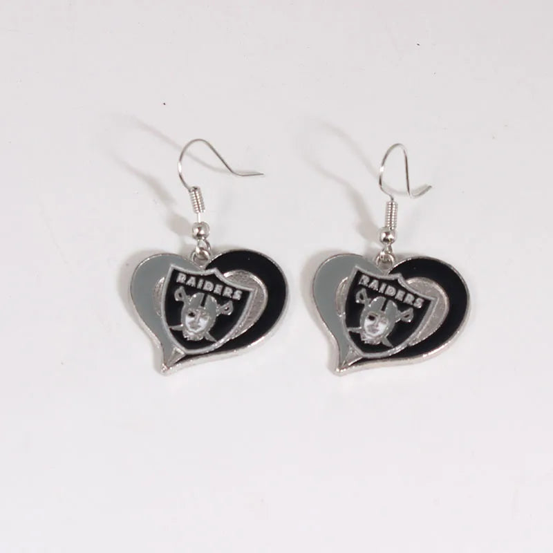 Football Team Logo Heart Earrings –  Game Day Accessories & Gift for Sports Fan