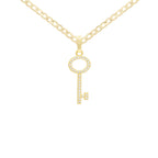 Key Cubic Zirconia Pendant With Necklace Set 14K Gold Filled