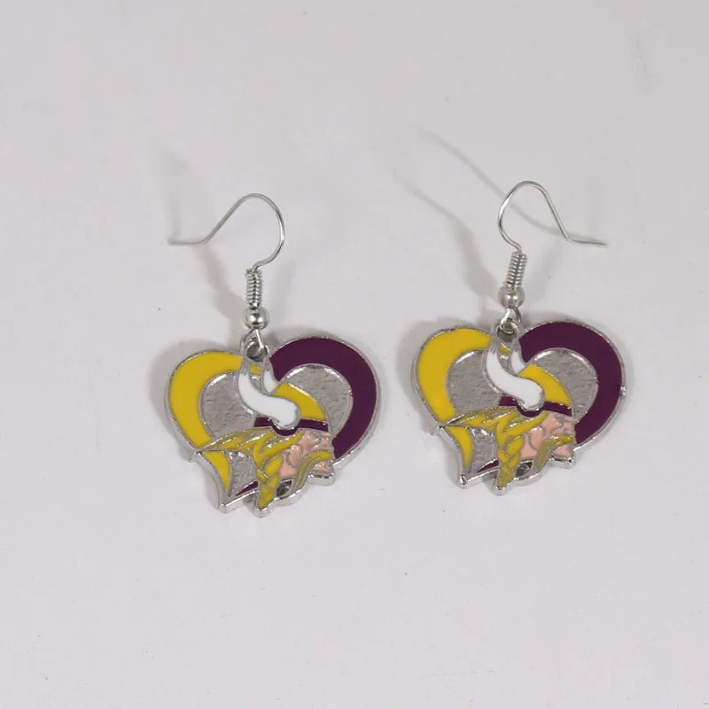 Football Team Logo Heart Earrings –  Game Day Accessories & Gift for Sports Fan