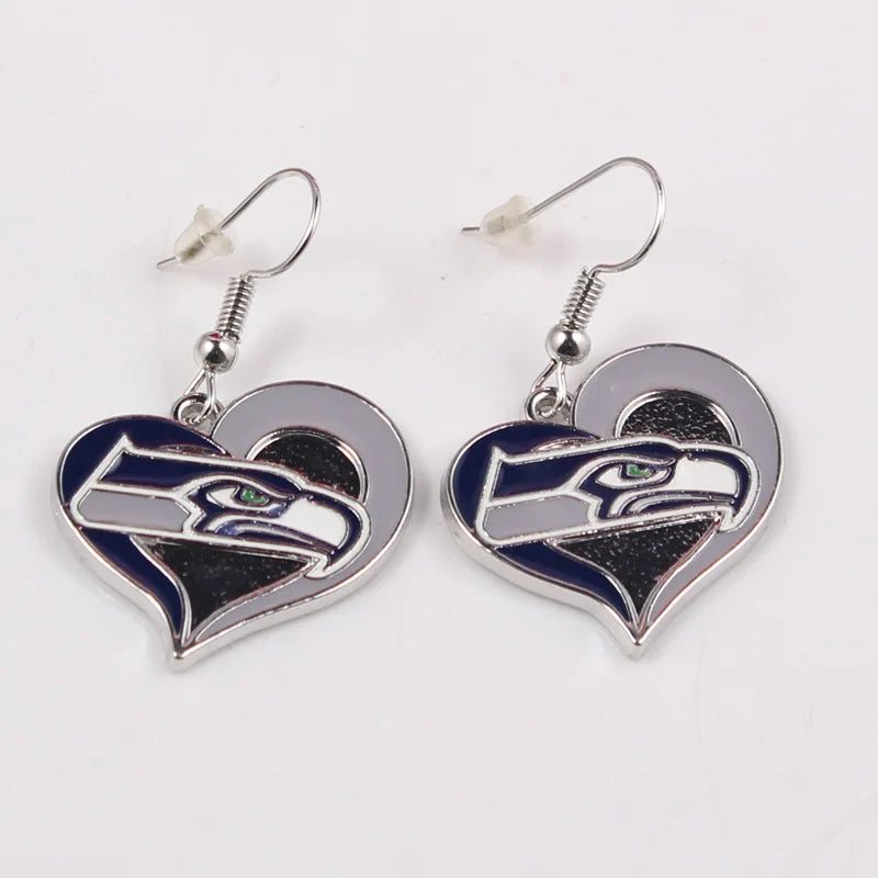 Football Team Logo Heart Earrings –  Game Day Accessories & Gift for Sports Fan