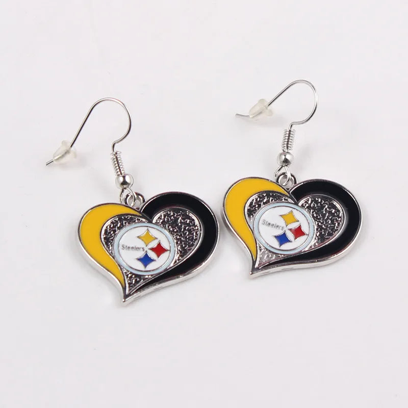 Football Team Logo Heart Earrings –  Game Day Accessories & Gift for Sports Fan