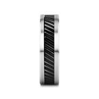 HELIX Gear Teeth Pattern Black Ceramic and Tungsten Ring - 6mm, 8mm, 10mm