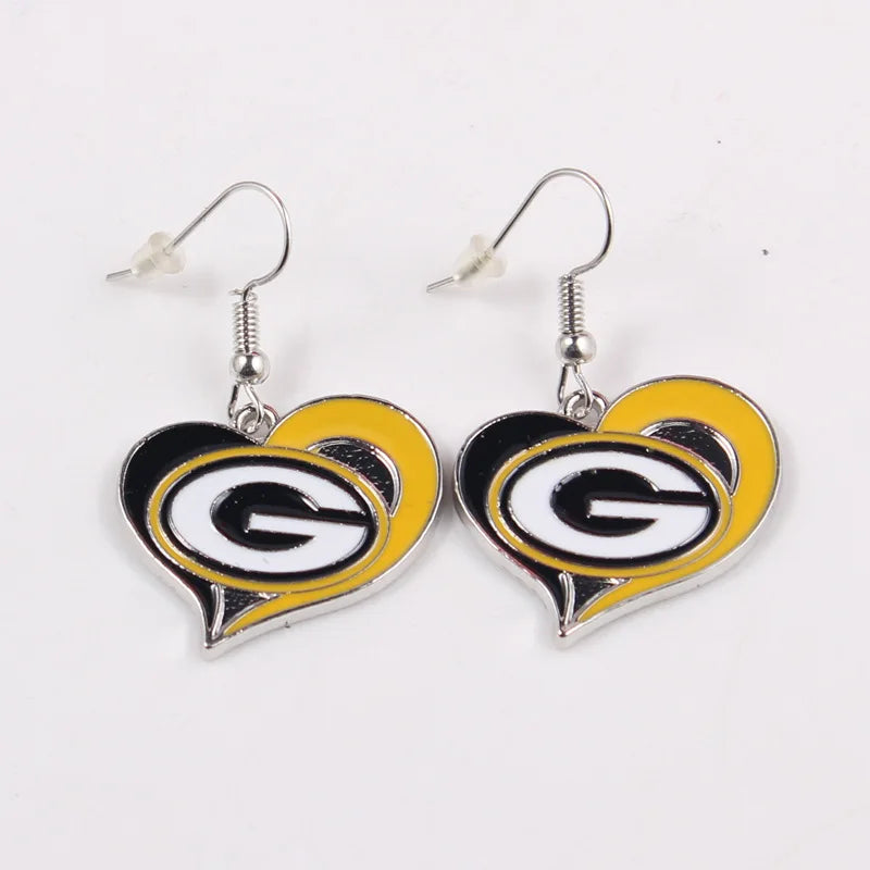 Football Team Logo Heart Earrings –  Game Day Accessories & Gift for Sports Fan