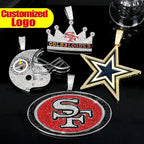 Sports LOGO Pendant Necklace with Iced Out Cuban Chains for Football Fans