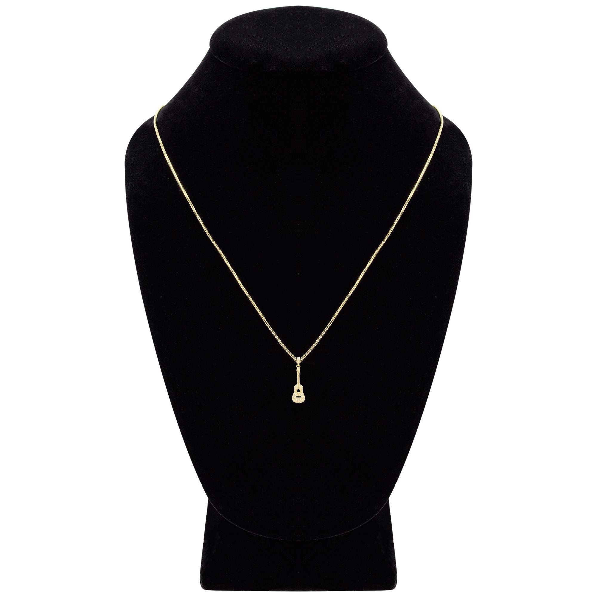 Cubic Zirconia 14K Gold Filled Guitar Pendant Necklace Set