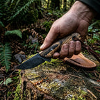 Custom Handmade Cerakote D2 Steel Ranch Knife with Leather Sheath