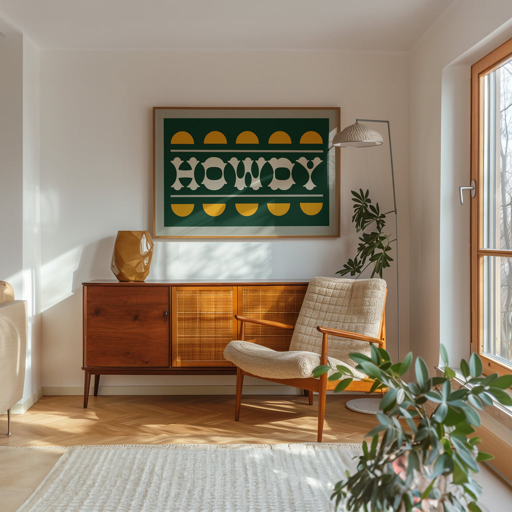 Green and Gold Howdy Home Decor Art Print