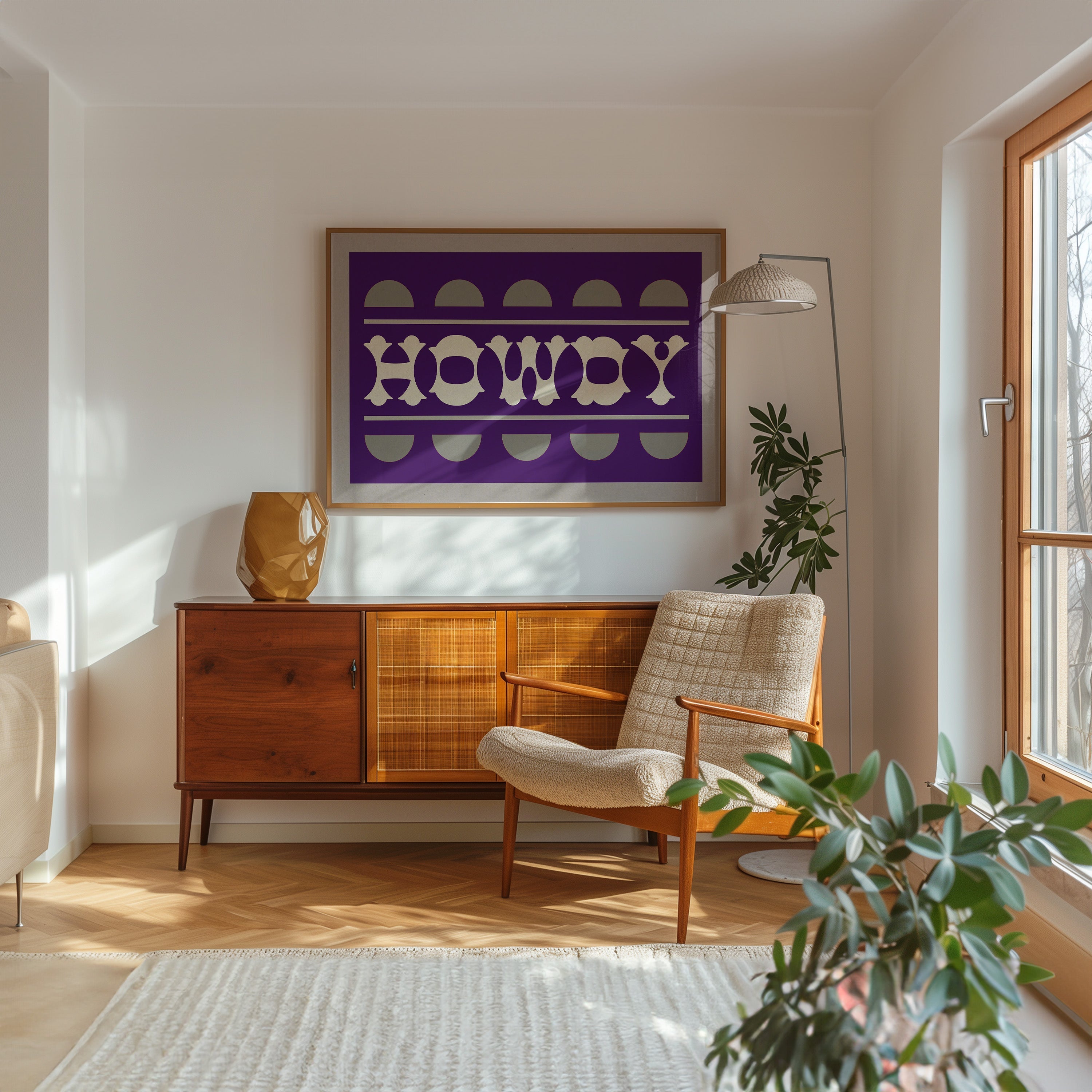 Purple and Silver Howdy Home Decor Art Print