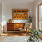Orange and Smoky Gray Howdy Home Decor Art Print