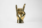 Horns Up or Rock On Hand Sign Sculpture in Brass