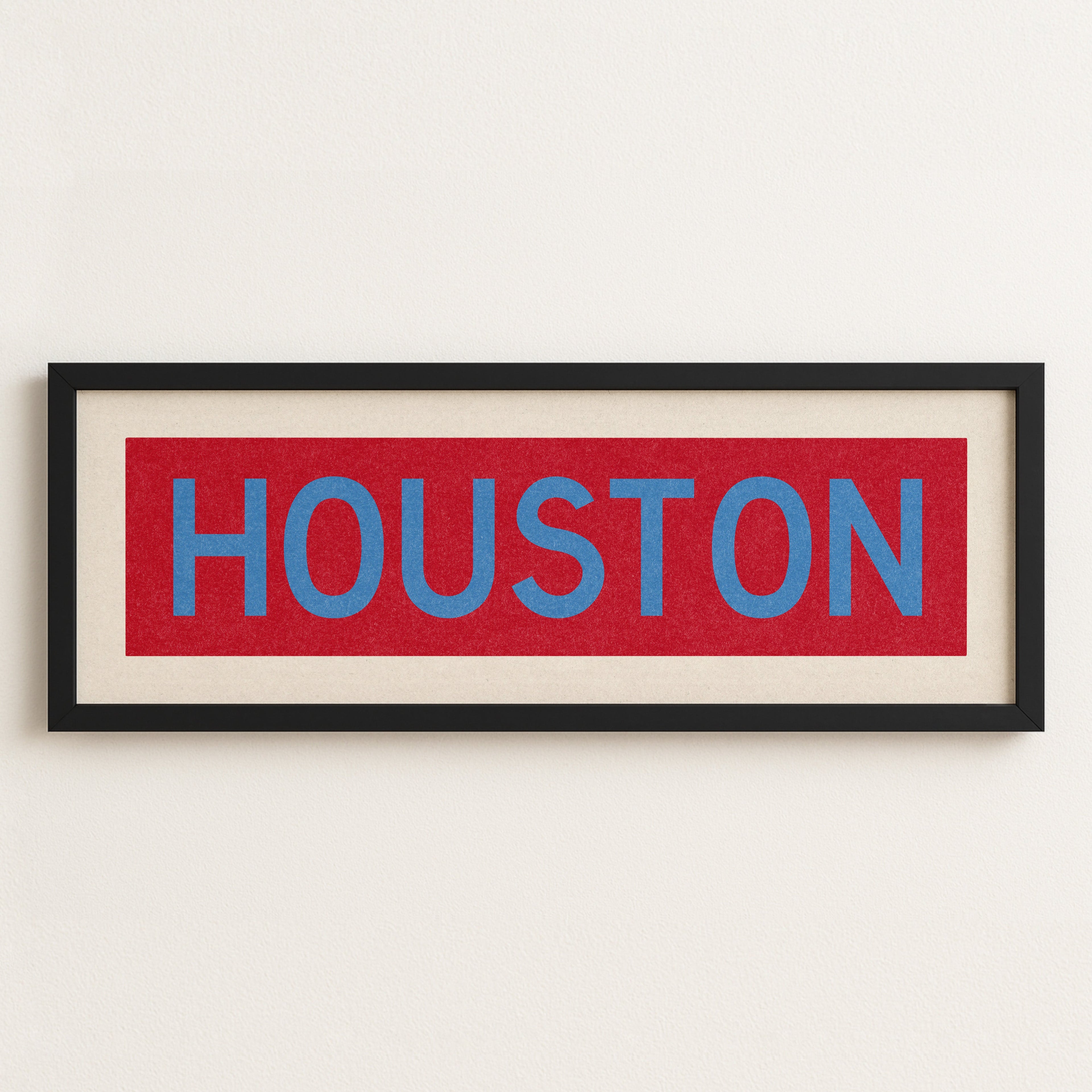 Framed Houston Baby Blue Bus Scroll
