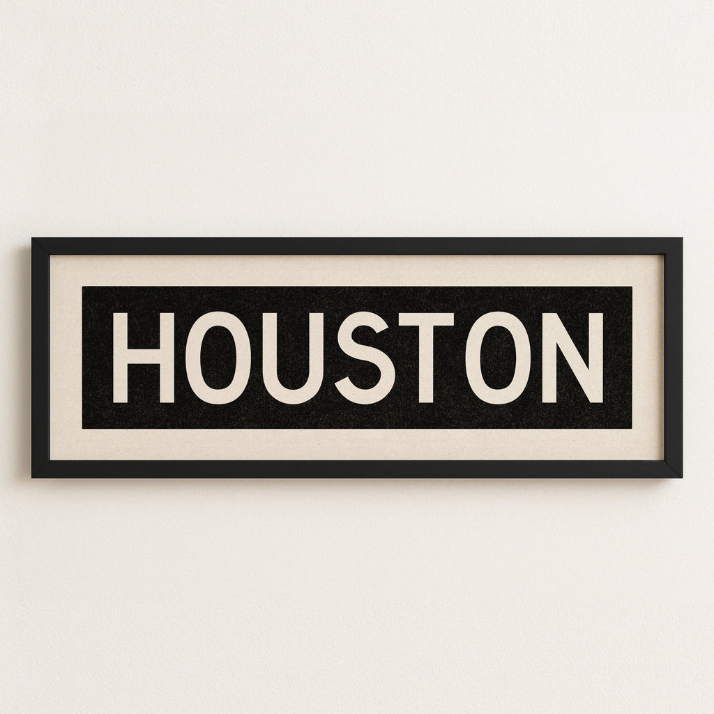 Framed Houston Bus Scroll Sign