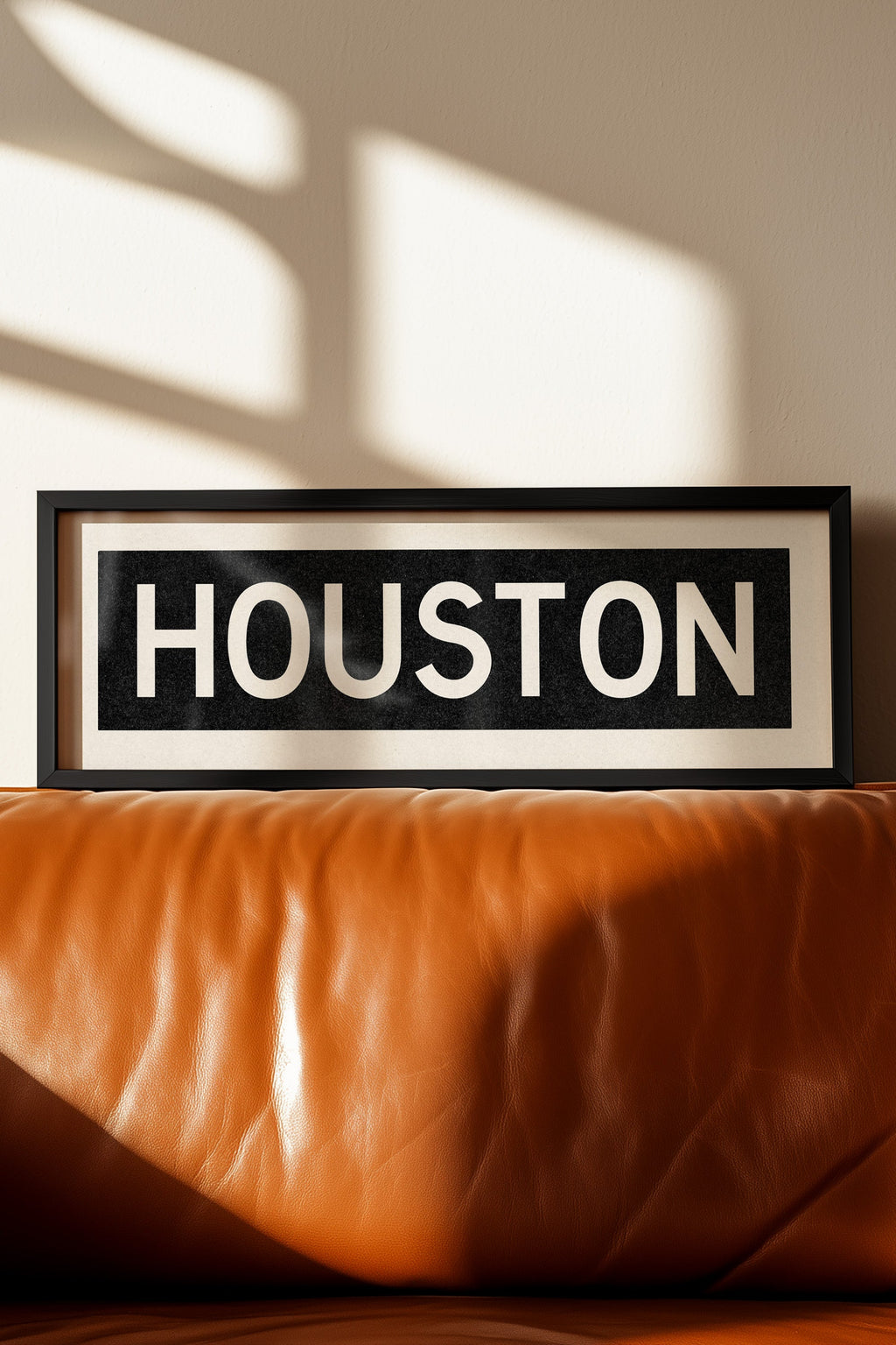 Framed Houston Bus Scroll Sign