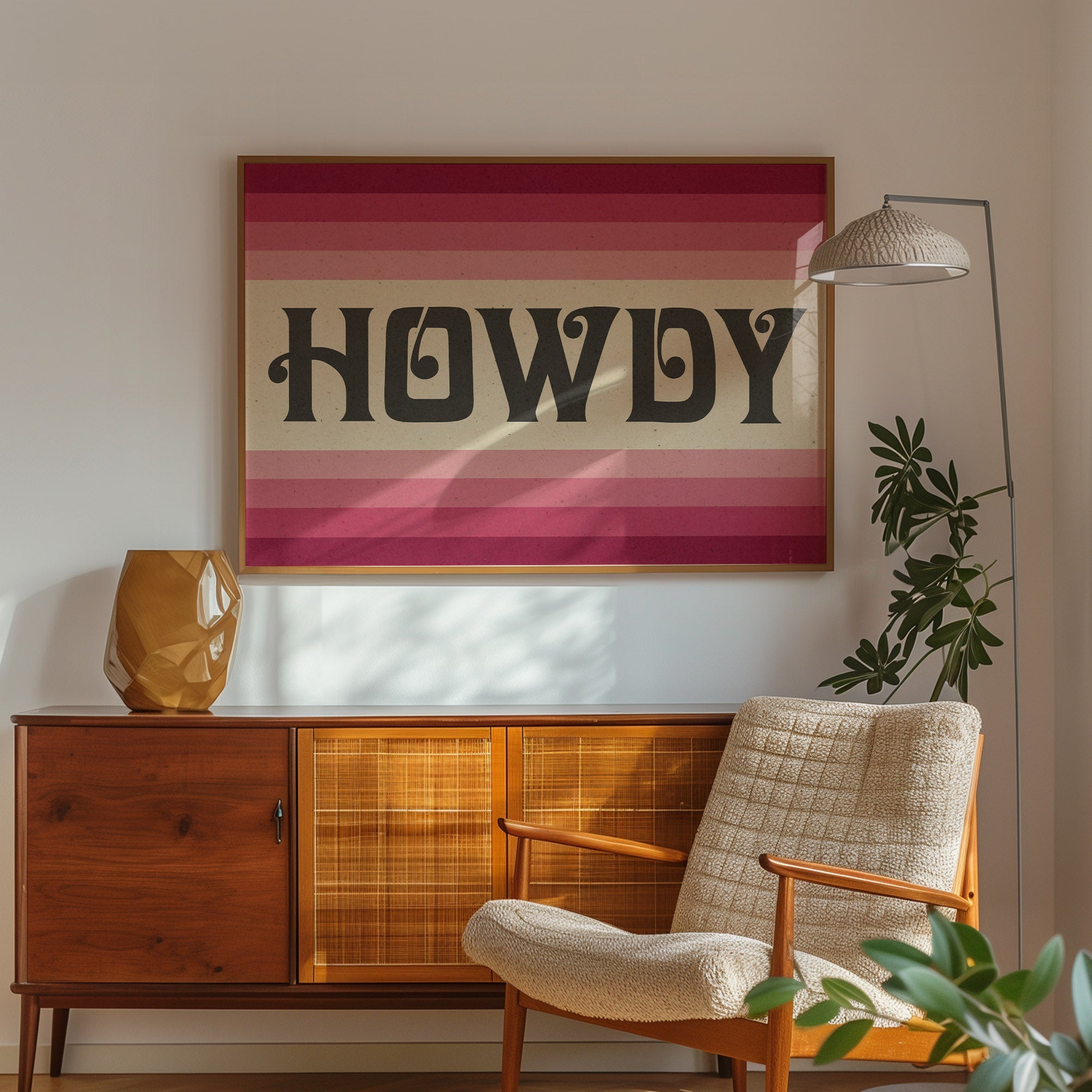 Howdy Art Print Poster Monochromatic Ombre Pink Print