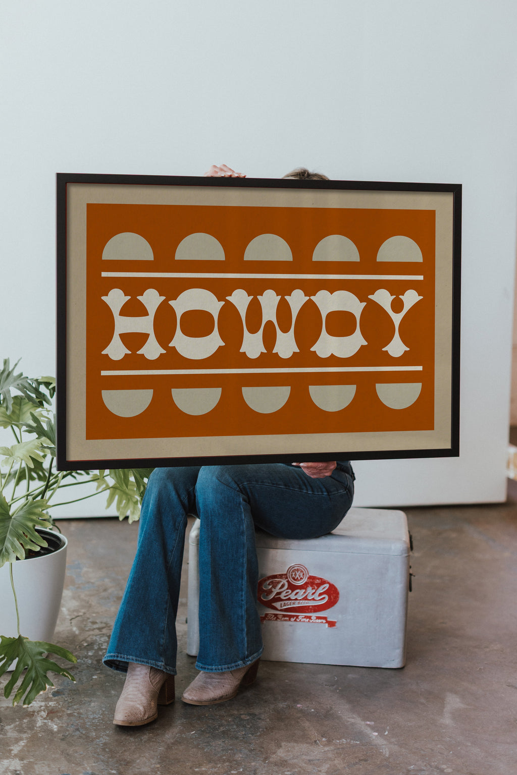 Orange and White Howdy Home Decor Art Print