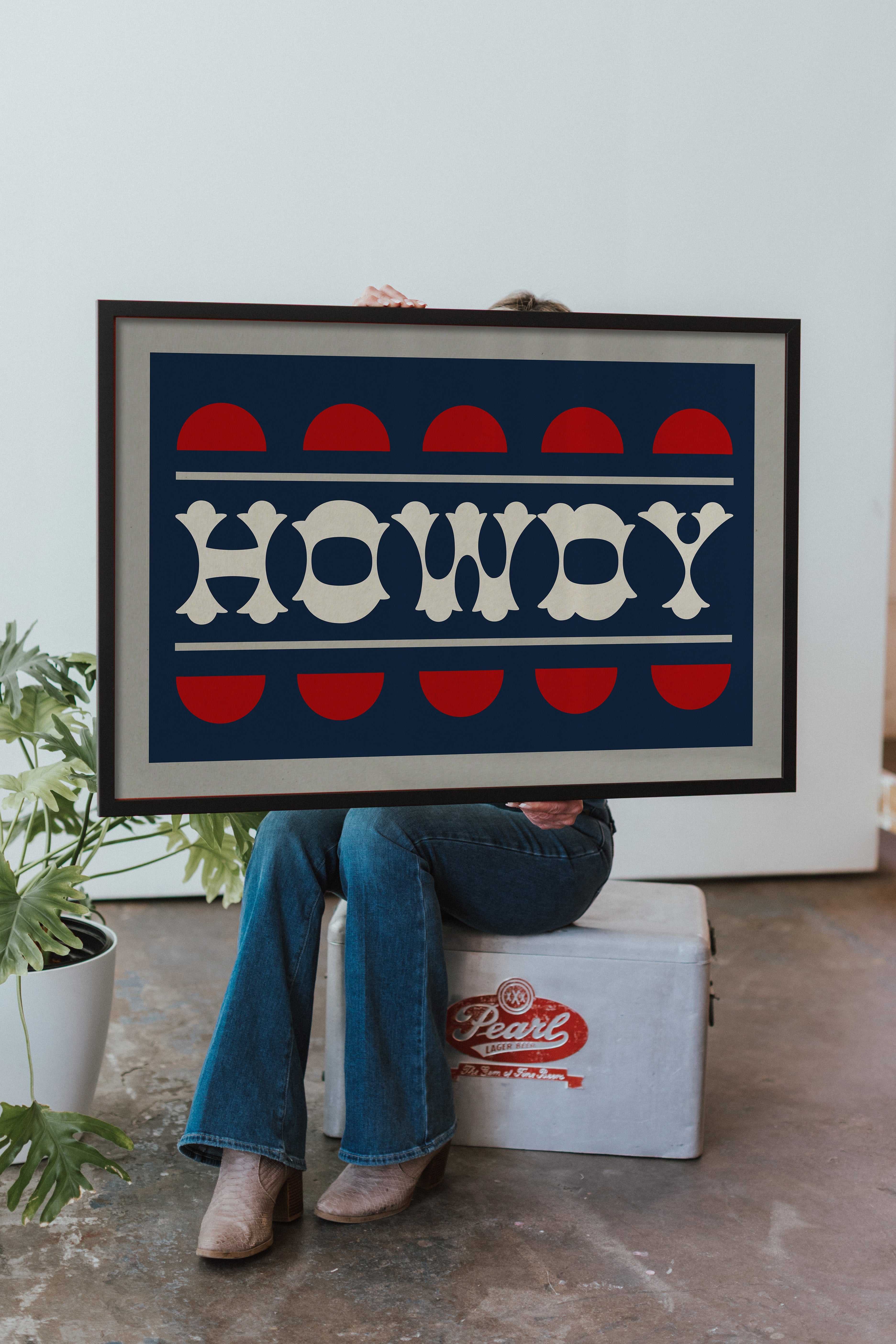 Navy and Red Howdy Home Decor Art Print