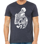 Hugging Skeletons T Shirt- Men's Gothic Skeleton Couple Tee- Valentines Lovers Design