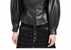En Saison Faux Leather Button Front Shirt
