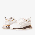 The Cenova White & Gold Leather Men Sneaker