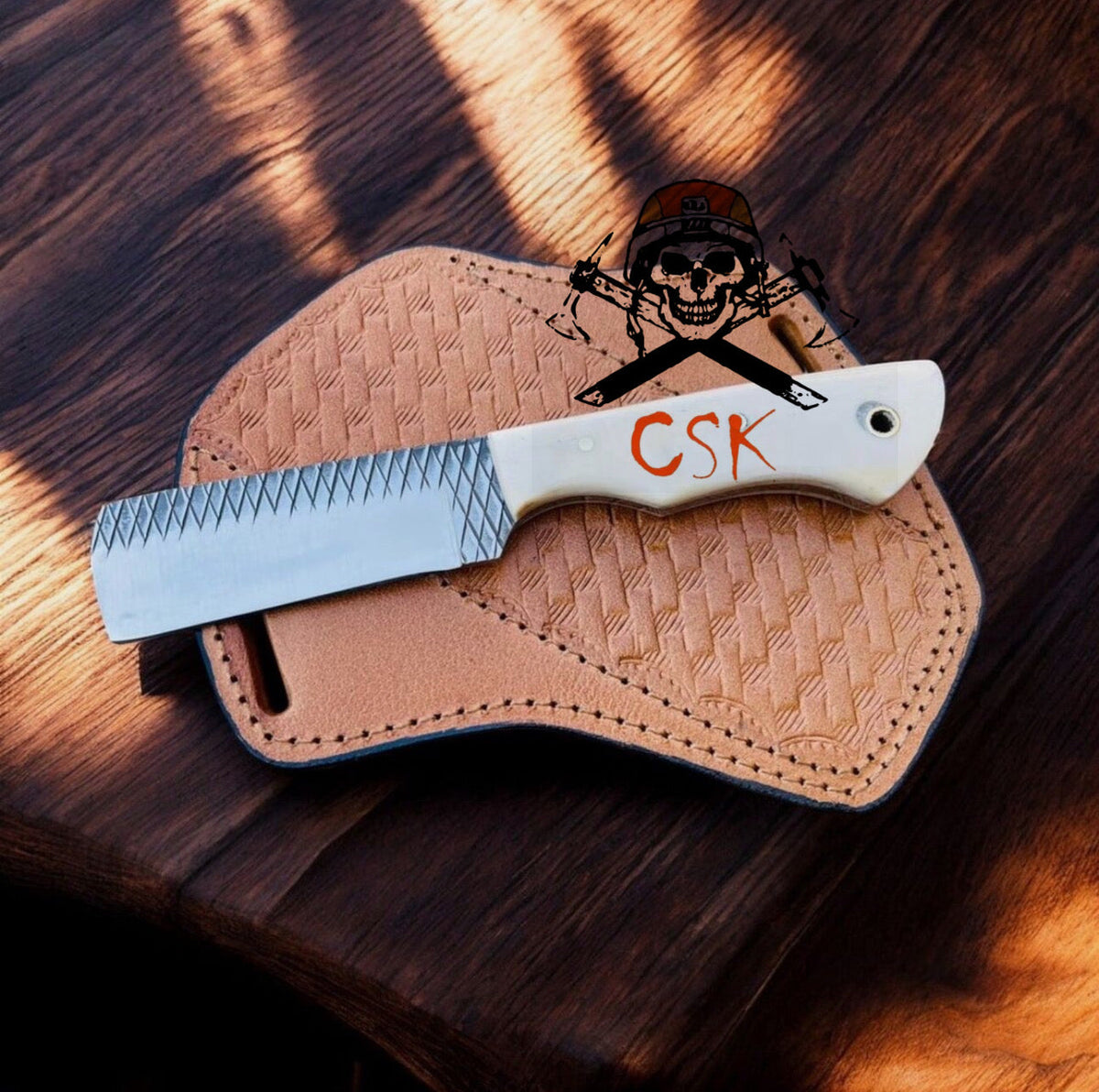 Handmade Rasp Steel Belt Knife – Camel Bone Handle