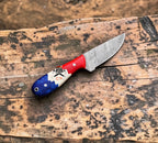 Texas Buckaroo Knife – 3” Damascus Ranch Blade With Pancake Sheath