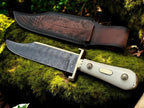 Legendary Western Knife – Custom Handmade Damascus Steel Blade with Bone Handle
