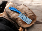 Damascus Bull Cutter Knife Epoxy Resin Handle & Belt Sheath