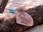 Damascus Bull Cutter Knife Epoxy Resin Handle & Belt Sheath