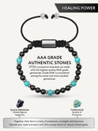 Turquoise & Black Onyx Beaded Bracelet - Navajo