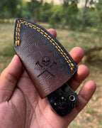 Skinning Knife – 7" Damascus Steel Blade with   Resin Handle & Leather Sheath