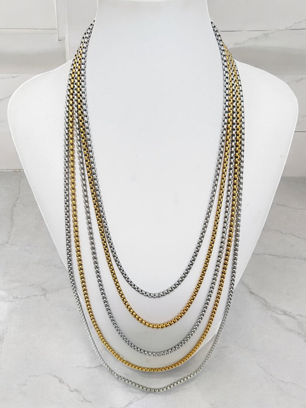 Liza 2 tones long layers necklace