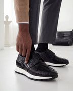 The Obsidian Black Python Leather Men Sneaker