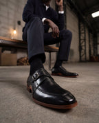 The Hagrid Black Single Monk Strap Handmade Men Shoe