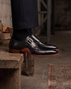 The Hagrid Black Single Monk Strap Handmade Men Shoe