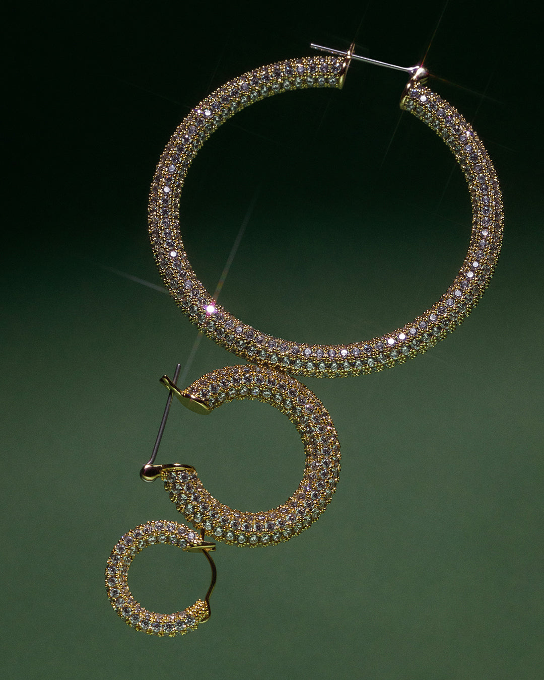 Pave Baby Amalfi Hoops- Gold (Ships Mid June)