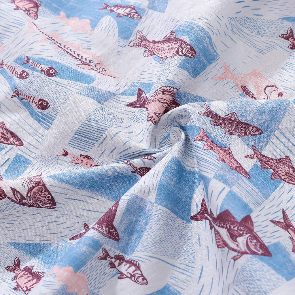Hawaiian Shirts for Men Coral and Fish Print 100% Cotton