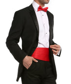 Men's Red Satin Cummerbund & Bow Tie Set – Adjustable Tuxedo Set