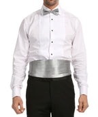 Men's Grey Satin Cummerbund & Bow Tie Set – Adjustable Tuxedo Set