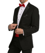 Men's Red Satin Cummerbund & Bow Tie Set – Adjustable Tuxedo Set