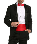 Men's Red Satin Cummerbund & Bow Tie Set – Adjustable Tuxedo Set