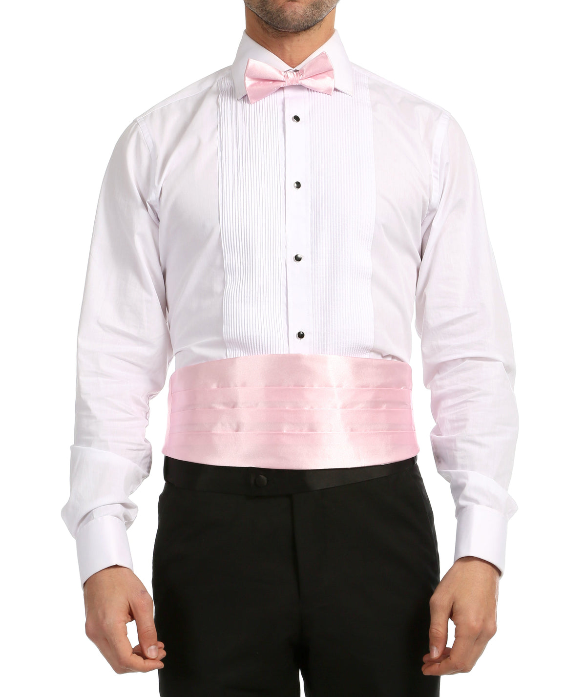 Men's Rose Satin Cummerbund & Bow Tie Set – Adjustable Tuxedo Set