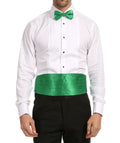 Men's Green Satin Cummerbund & Bow Tie Set – Adjustable Tuxedo Set
