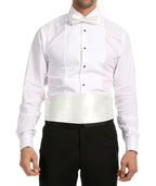 Men's White Satin Cummerbund & Bow Tie Set – Adjustable Tuxedo Set