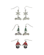 SK2706 Ladies Holiday Earrings Christmas Tree with Motorcycle