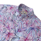 Men's Hawaiian Shirt Purple Tropical Floral Cotton Aloha Shirt Button Down